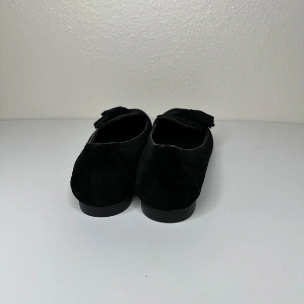 Born Shoes Women's 7.5 M Black Kary Loafer Tassel Flat Slip On Suede D84203‎